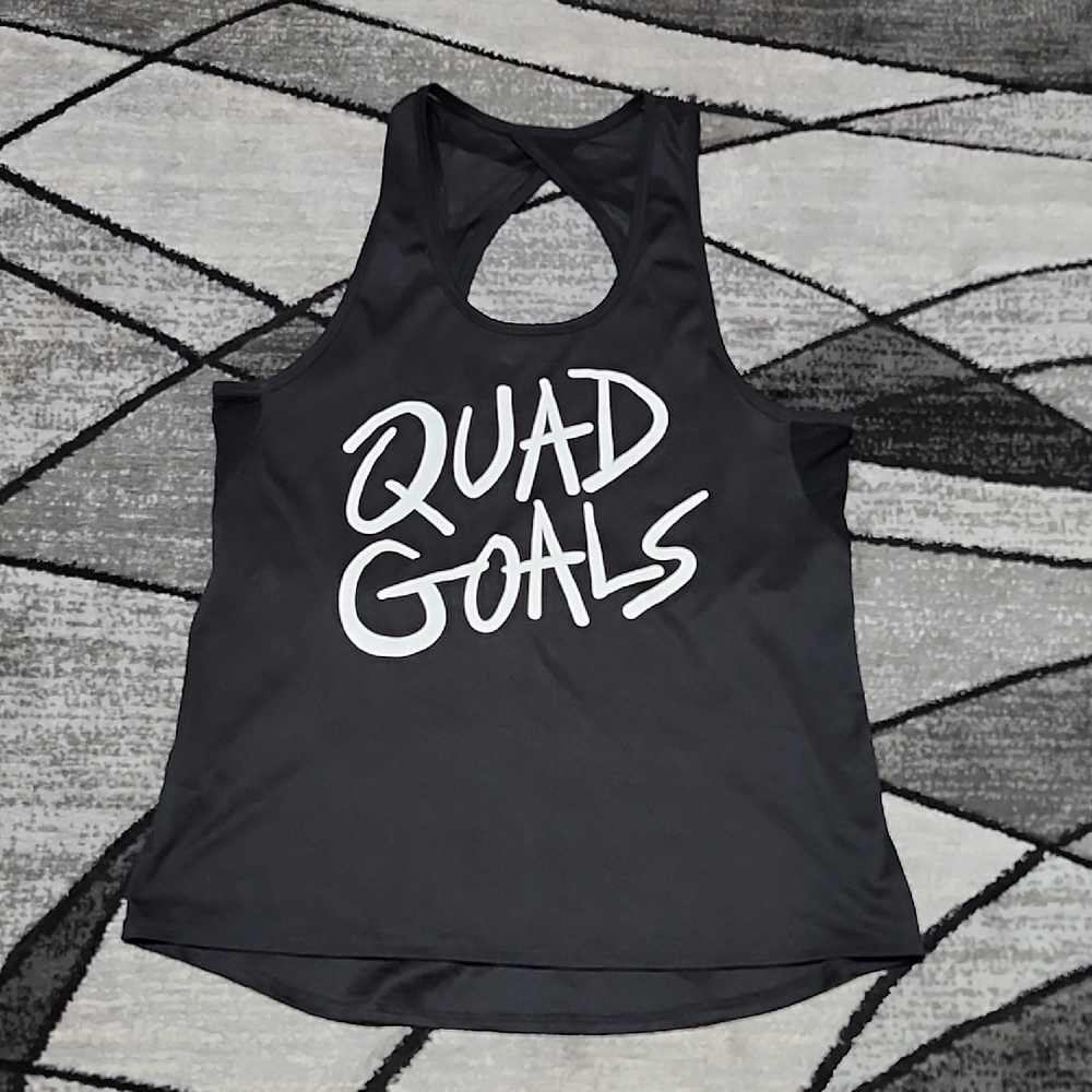 QUAD GOALS BLACK MESH ACTIVE RACERBACK TANK-TOP LARGE